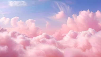 Pink clouds in the sky stage fluffy cotton candy dream fantasy soft background. clouds in the sky