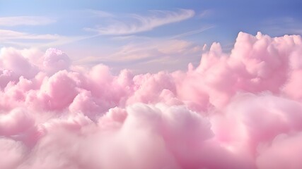Pink clouds in the sky stage fluffy cotton candy dream fantasy soft background. clouds and sky