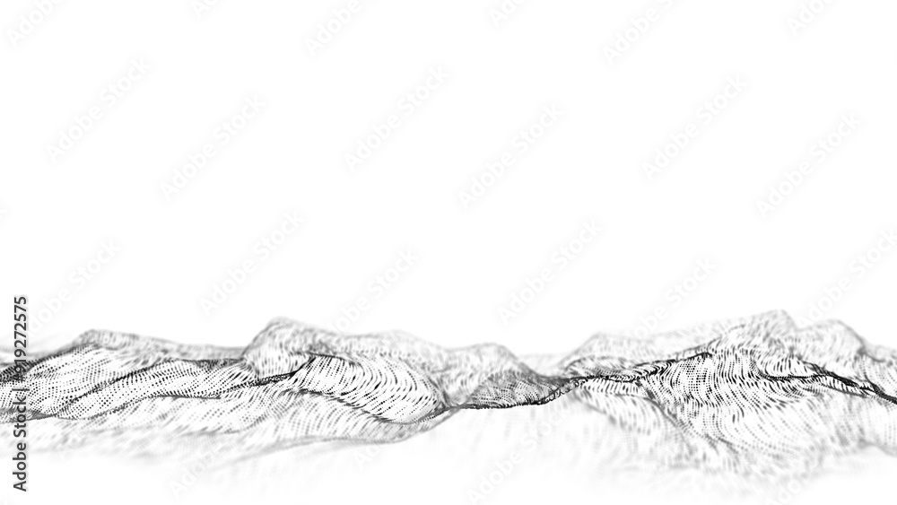 Poster digital technology wave. light cyberspace with motion dots. futuristic digital background artificial