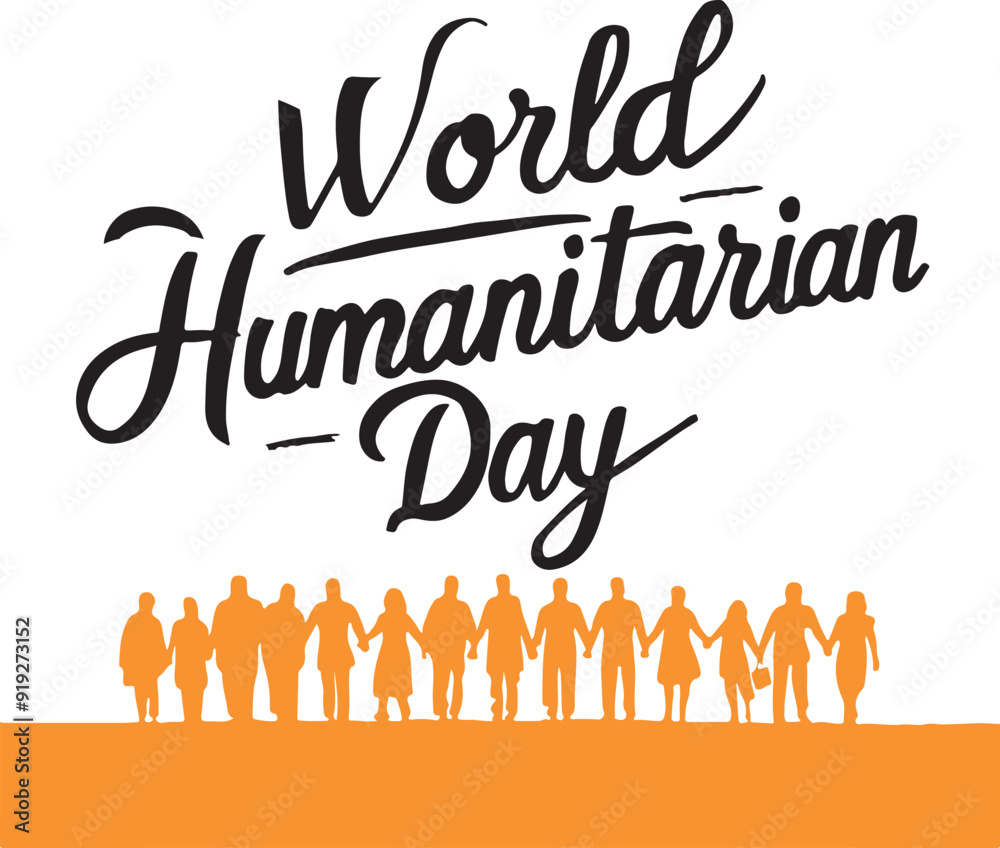 Fototapete world humanitarian day typography calligraphic letterings typescript text tshirt vector art flat des