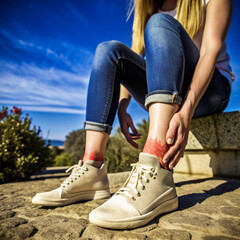 Female swollen ankles picture