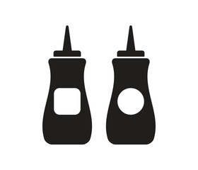 Ketchup, mustard or mayonnaise bottles shape icon set