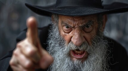 Elderly man passionately expressing his thoughts in a dark setting during the evening