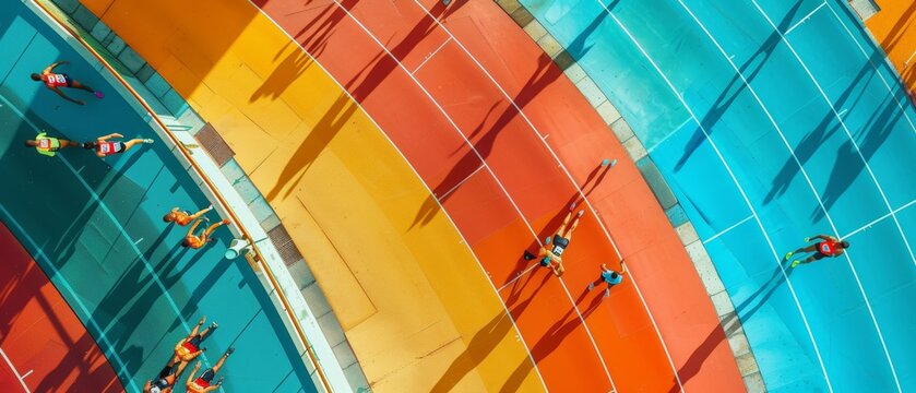 Great British Athletes in Action: Aerial View of Triple Jump Event