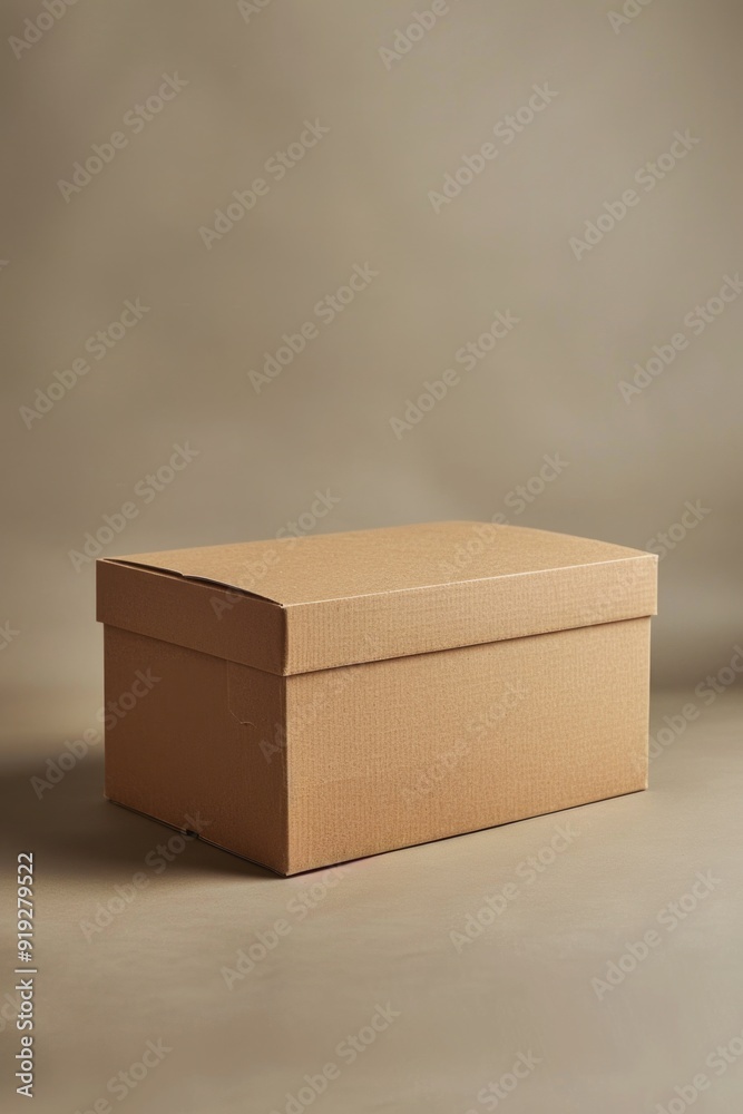 Poster A small brown box sitting on a table with a plain background