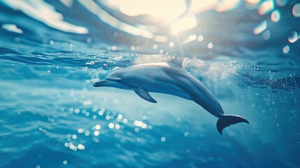 Obraz premium Dolphin Leaping Through Sunlit Water
