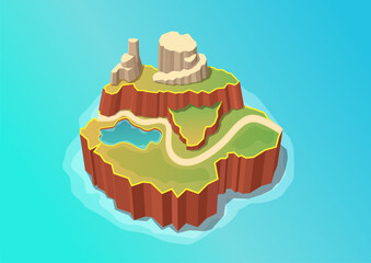 Isometric of natural mountain island