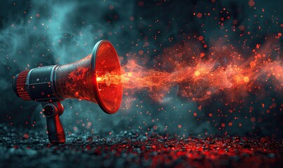 digital megaphone in virtual space advertising,marketing campaign concept background.