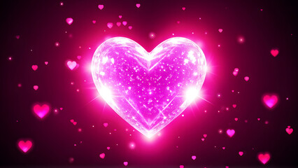 Valentine's Day Pink Love Heart Sparkling Light Effect Background, ai generative	
