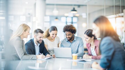 A creative office background with team members engaged in innovative problem-solving and brainstorming activities.
