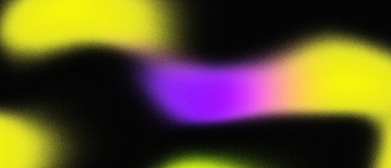 Grunge Black, Purple, and Yellow Abstract Wallpaper. Neon Yellow on dark background with noise texture effect. Purple and yellow gradient blob.