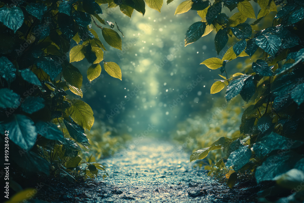 Poster A mystical clearing in the woods where the whispers of the wild can be heard in the soft rustle of leaves and the distant call of birds,