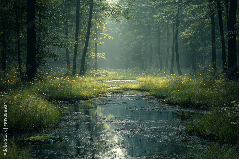 Aufkleber a quiet glade where the whispers of the wild are heard in the soft chirping of crickets and the rust