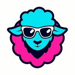 A sheep wearing a sunglasses logo design vector illustration on a white background