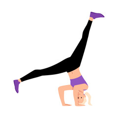 Vector illustration of a breakdance dancer in a headstand pose.