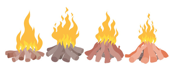 Camping bonfire vector cartoon style.