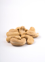Cashew nuts on white background, cashew nuts on white background