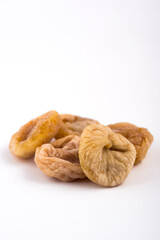 Dried figs on a white background. Dried fruit.