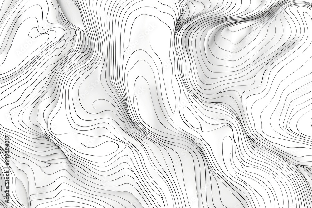 Poster 3D rendering of a wavy surface with intricate patterns and textures, ideal for use in graphics design, architecture, or interior design projects