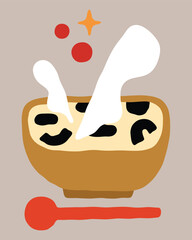 vector art of soup dish in bowl