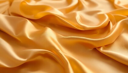 Fototapeta premium Yellow background cloth fabric orange color gradient texture pattern silk wave banner gold, fashion material backdrop poster for summer tropical travel holidays, satin mockup luxury premium.
