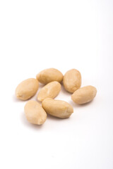 Cashew nuts on white background. Close up. Isolated.