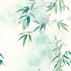 Obraz premium seamless watercolor bamboo leaves background