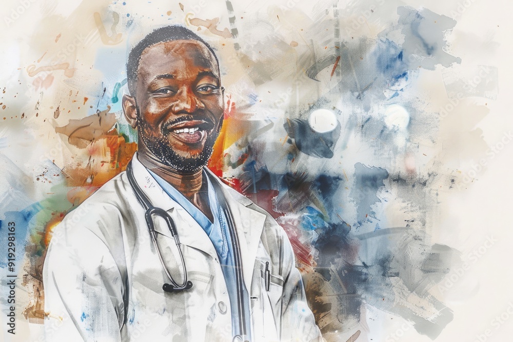 Poster A scientist in a white lab coat is working at a table with various equipment and instruments