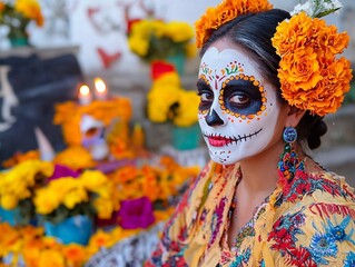 Mexican Day of the Dead celebration, traditional face paint