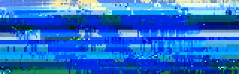 Trendy glitch pattern on dark background. Abstract geometric elements