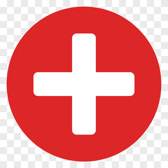 Fototapeta premium Hospital sign red color circle frame Cross icon on transparent background