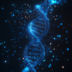 Obraz premium single blue cyan DNA genome birds eye view with front-lighting 