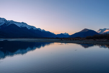 Beautiful mountain and lake view at Glenorchy, New Zealand.