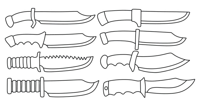  knives doodle icon hand drawing set vector illustration