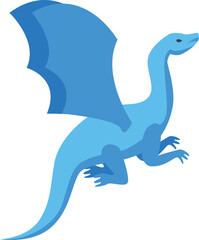 Blue dragon flying spreading its wings and showing its claws