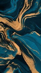 Obraz premium Blue Marble and gold abstract background vector. Marbling wallpaper design with natural luxury style swirls of marble and gold powder.