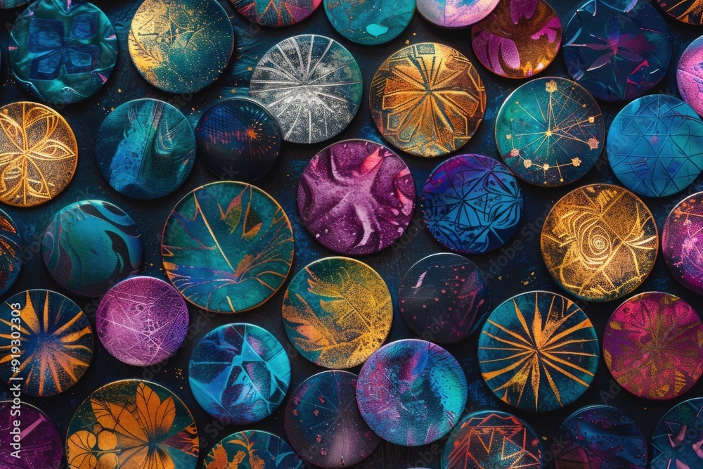 Aufkleber a detailed shot of different types of buttons