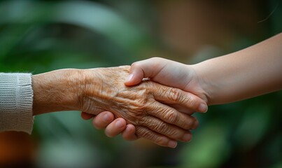 helping hands care for the elderly concept.
