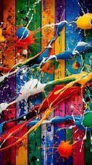 Naklejka premium colourful abstract background with splash of paint, multicolored wallpaper