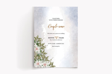 WEDDING INVITATION FRAME WITH FLOWER DECORATIONS WITH FRESH LEAVES