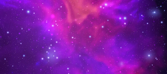 Space vector background with realistic nebula and shining stars. Magic colorful galaxy with stardust