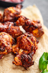 chicken wings barbecue fried poultry fresh meal food snack on the table copy space food background rustic top view
