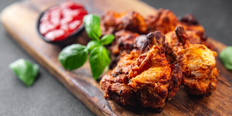 chicken wings barbecue fried poultry fresh meal food snack on the table copy space food background rustic top view