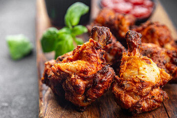 chicken wings barbecue fried poultry fresh meal food snack on the table copy space food background rustic top view
