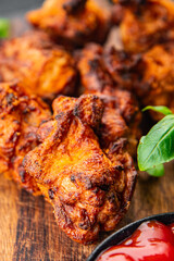 chicken wings barbecue fried poultry fresh meal food snack on the table copy space food background rustic top view
