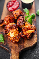 chicken wings barbecue fried poultry fresh meal food snack on the table copy space food background rustic top view
