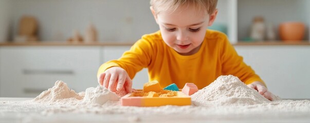 Therapist using sand tray therapy with a child to explore emotions, play therapy, mental health