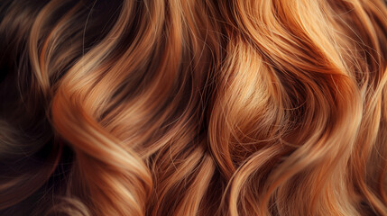 Naklejka premium close-up of hair curls, caramel color, light red