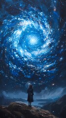 Obraz premium Digital vast starry sky illustration abstract poster background