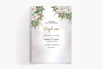 WEDDING INVITATION FRAME WITH FLOWER DECORATIONS WITH FRESH LEAVES